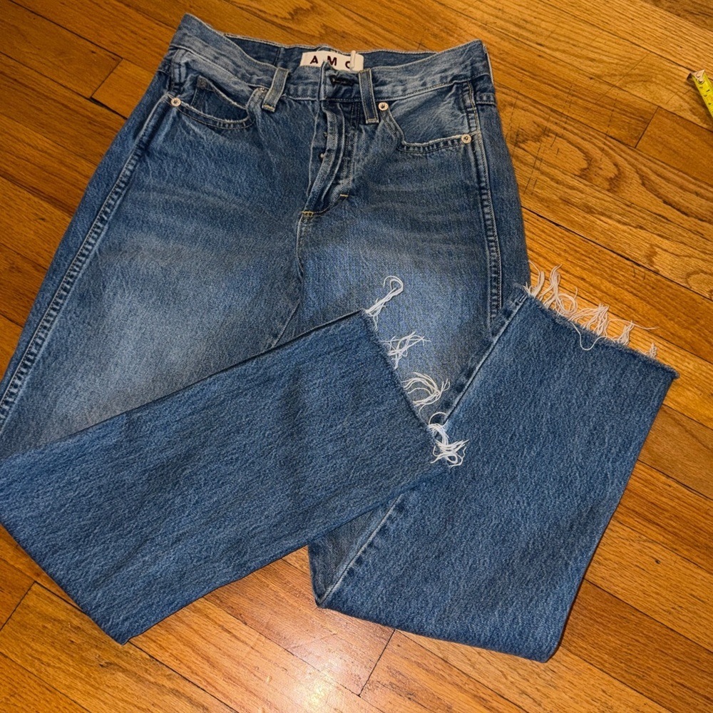 AMO Women's Straight-Leg Button-Fly Jeans in Faded Blue